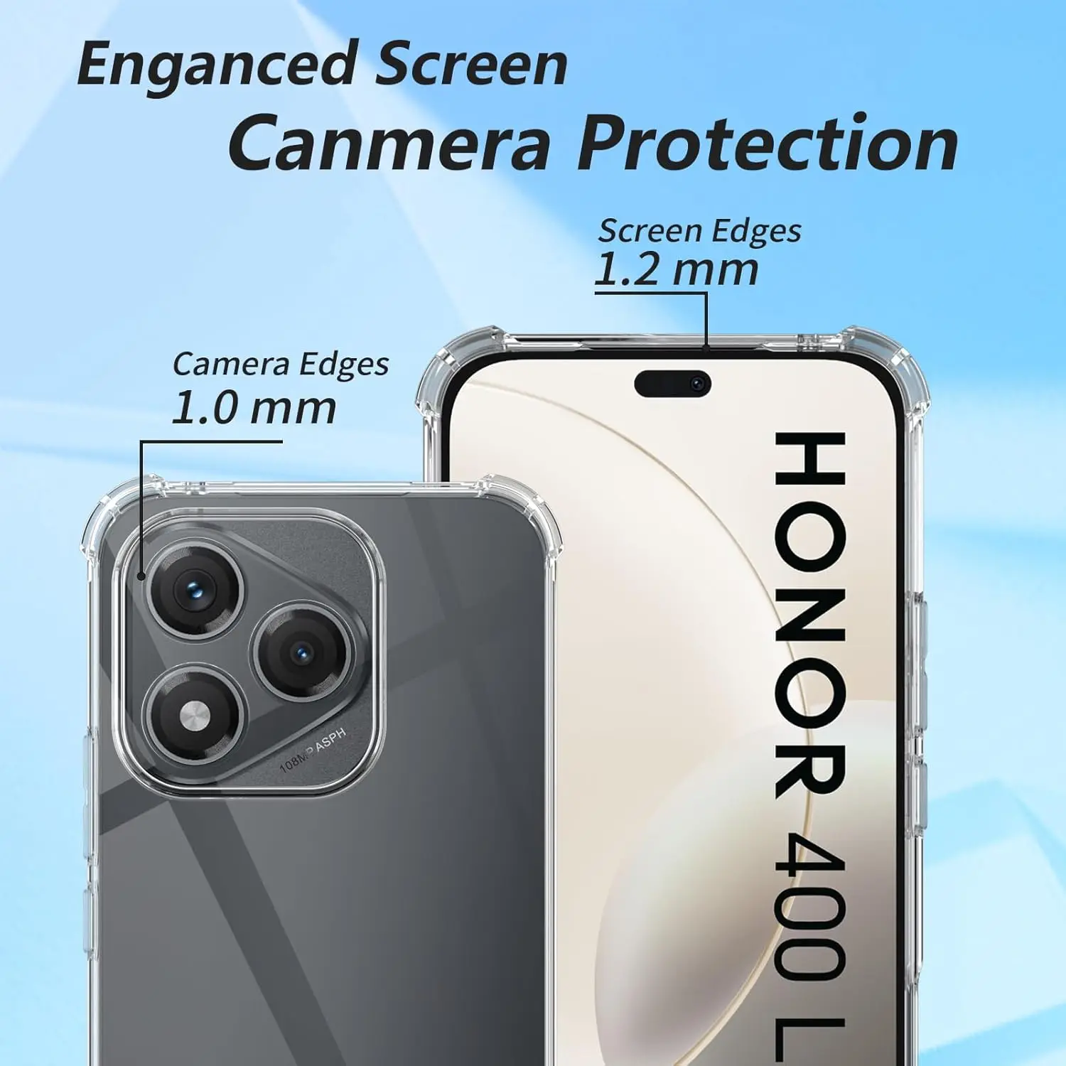 명예 400 라이트 400 라이트 라이트 5G 2025 클리어 크리스탈 충격 방지 실리콘 소프트 커버에 대한 황변 방지 투명 보호 케이스