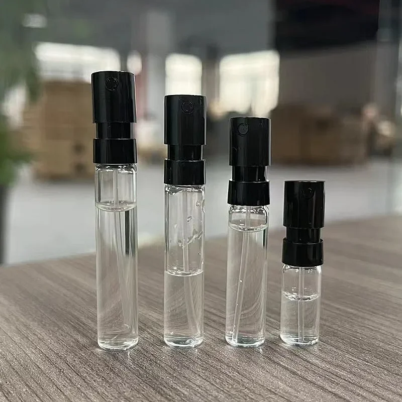 50pcs 1ml 1.5ml 2ml High Quality French Pump Bayonet Glass Bottle Plastic Sprayer Sample Perfume Bottle