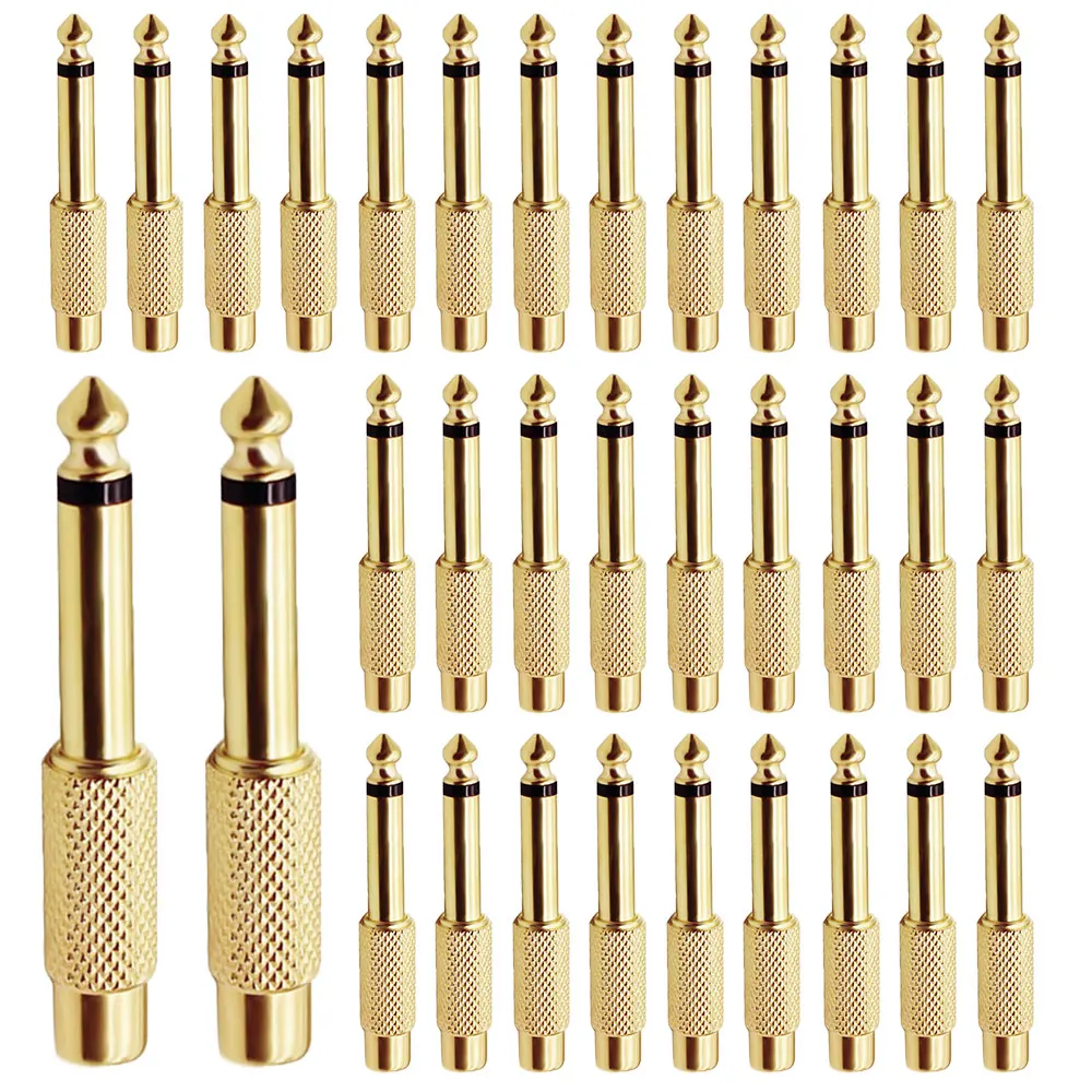 Premium Audio Connector Set - 6.35mm Male Jack to RCA Female Adapter Plugs