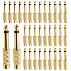 Premium Audio Connector Set - 6.35mm Male Jack to RCA Female Adapter Plugs - 8 Pieces (Gold Plated)
