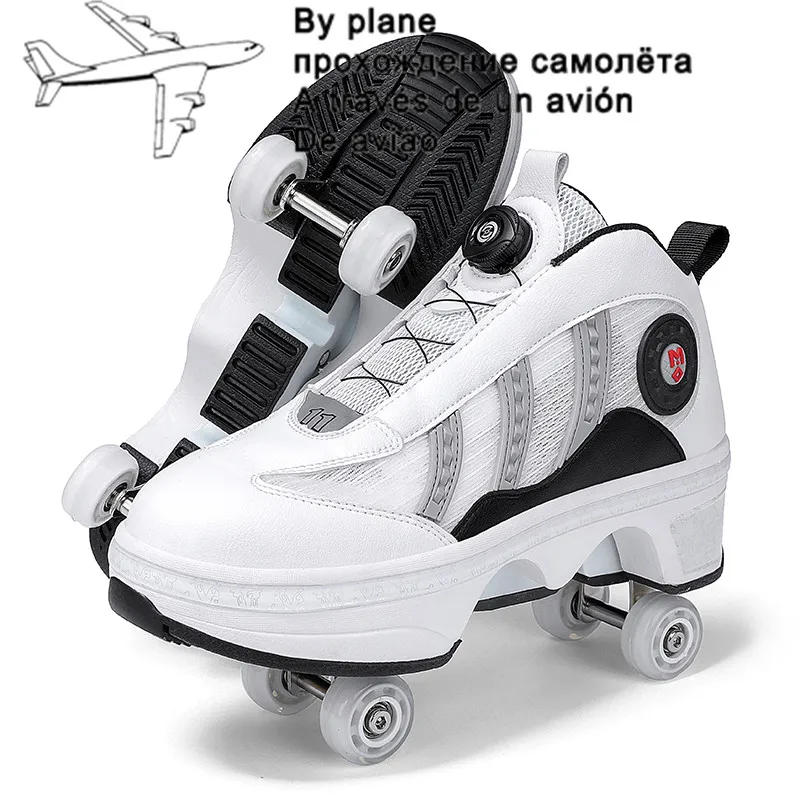 

Deformation Shoes Double Row Double-Wheel Casual Roller Shoes Automatic Four-Wheel Dual-Purpose Roller Skates Skateboard Shoes