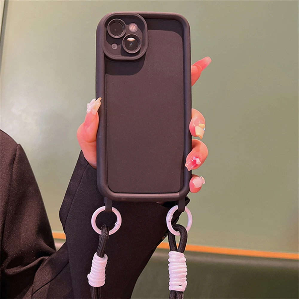 Custodia morbida protettiva in silicone liquido con cordino per iPhone 14 Pro Max 13 12 11 XS XR, antiurto, colore: Candy_voghion.com