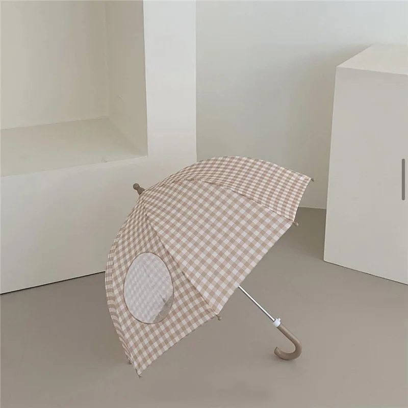 Retro plaid children's umbrella, cute baby street photo, small fresh umbrella