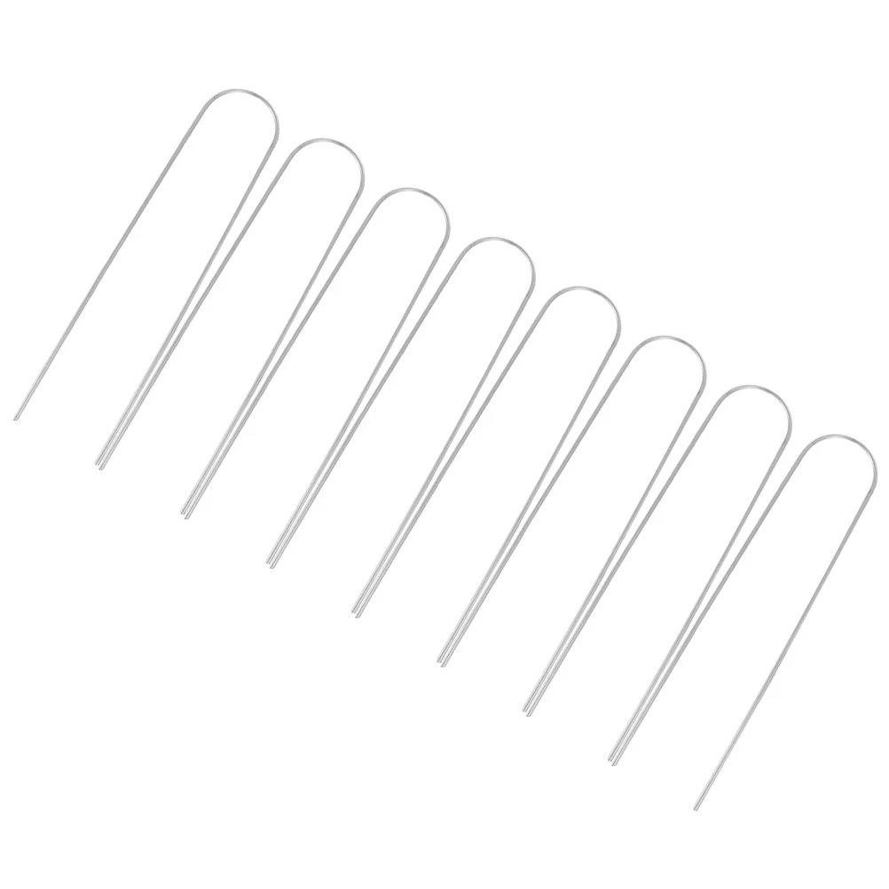 

8Pcs Landscape Stakes Metal U-Shaped Stakes Grass Anchoring U Shape Fabric Fixing Stakes
