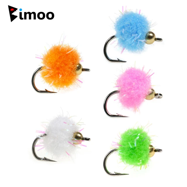 Bimoo 6PCS #12 Brass Bead Head Trout Salmon Egg Fly Nymphs Bug Wet