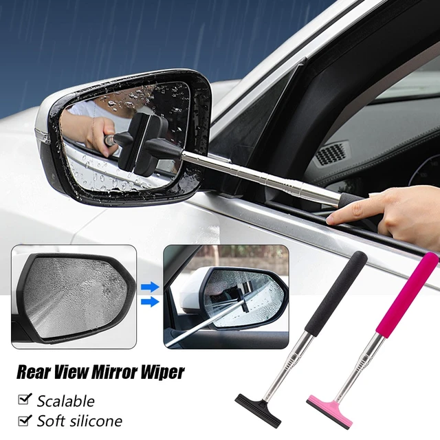Car Mirror Wiper Soft Brush Head Car Scraper Telescopic Car Mirror Squeegee  A Multifunctional Rubber Cleaner for Auto Rearview - AliExpress