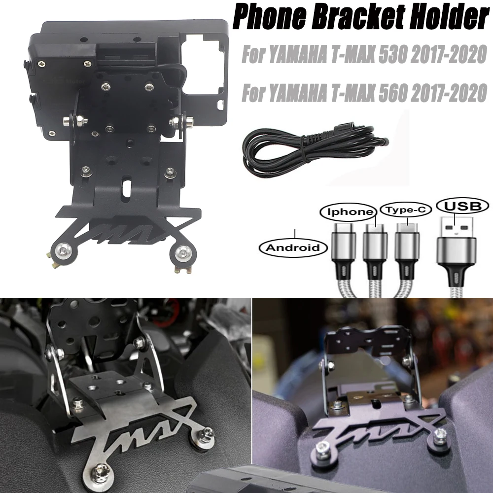 Motorcycle Windscreen Gps Phone Navigation Bracket Usb Charging Mounting Holder For Yamaha Tmax 530 T-Max 560 2017-2020 2019