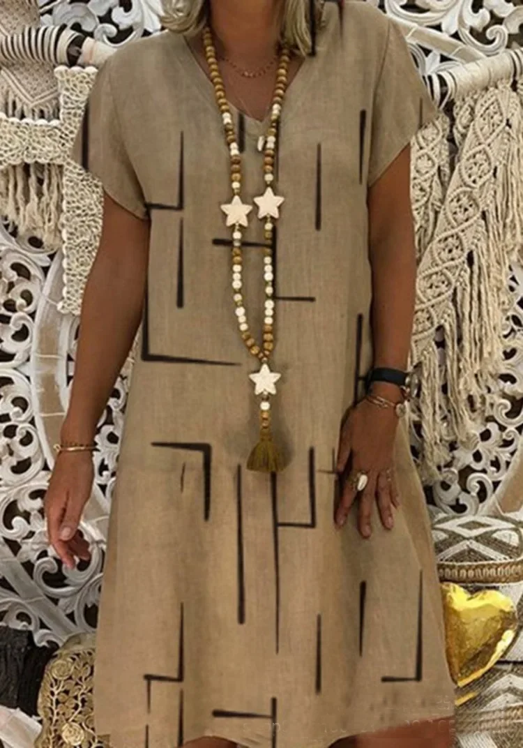 

2023 new dress line solid color loose v-neck short-sleeved skirt gray22