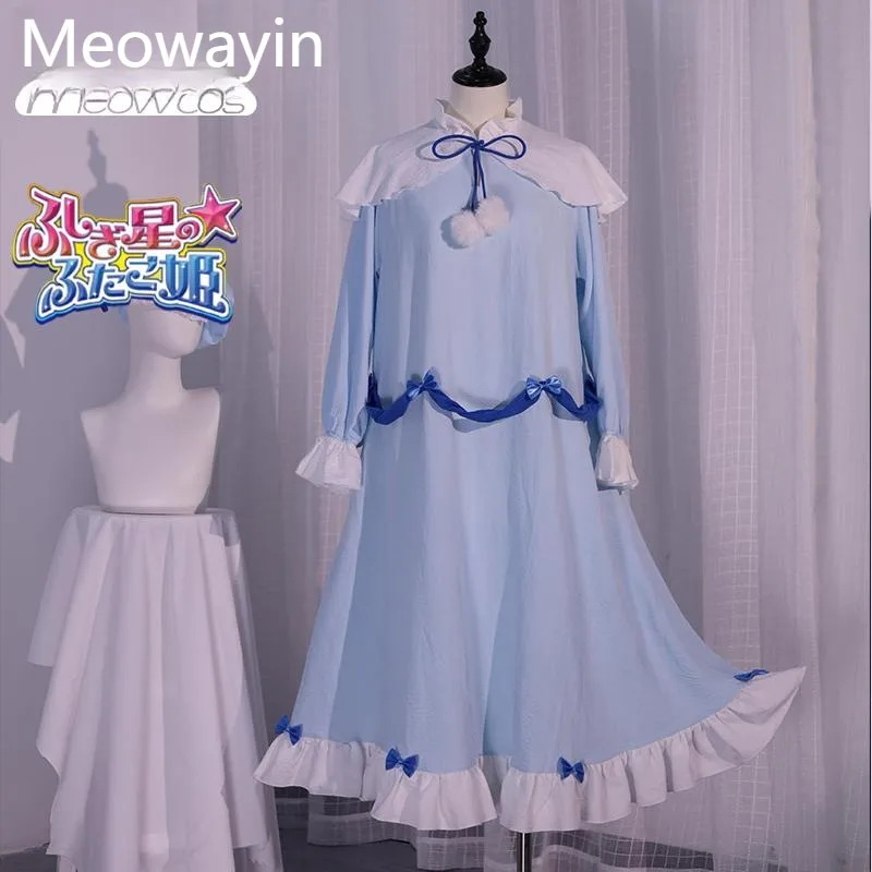 Mewaiyin Twin Stars Princess Cosplay Nightdress - Fine & Rein Anime Character Sleepwear for Convention Parties, Ready to Ship