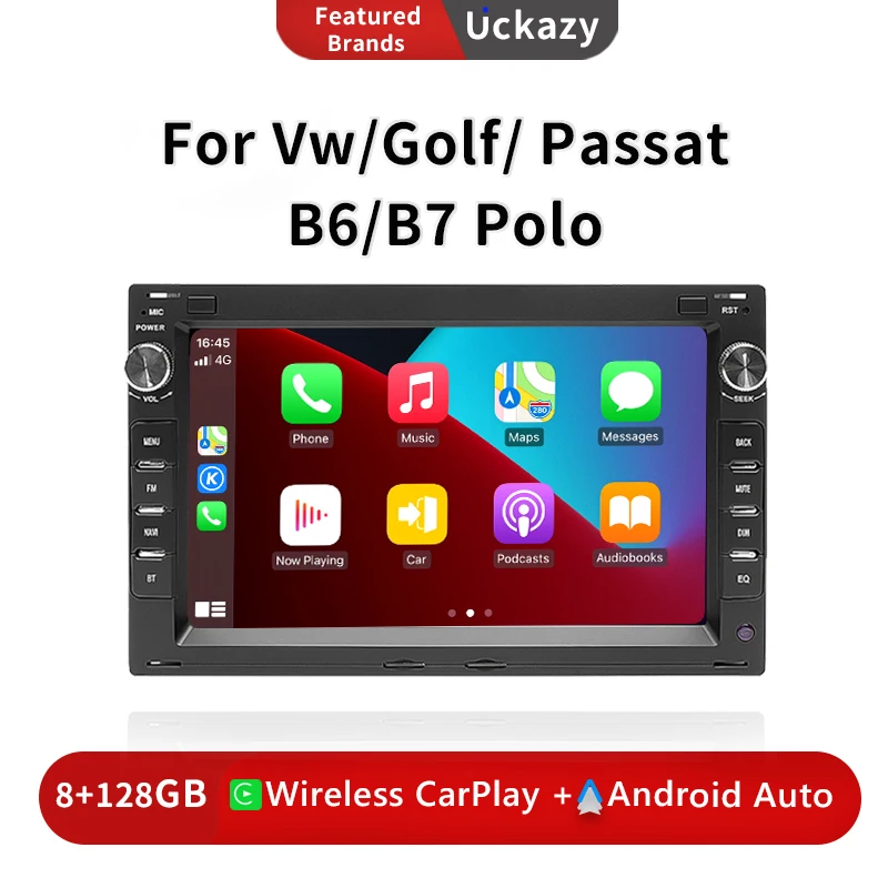 Uckazy Autoradio 2 Din Android 12 Per Vw Passat B5 Mk4 Mk5 Sharan Jetta Bora Polo Transport T5 Citi Chico Multimedia Stereaudio