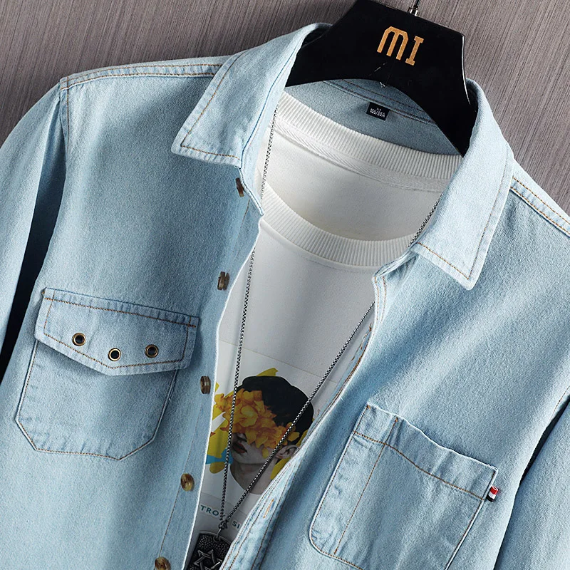 Summer Fashion Shirts Korean Popular Clothes Blouse Streetdress Streetwear Male Men's Clothing Long Sleeve Hombre Smart Casual