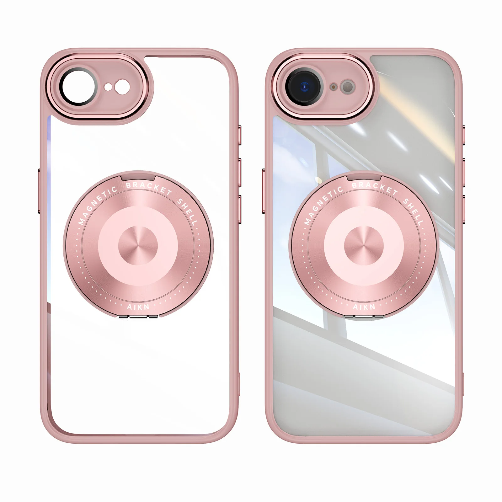 Transparent Magnetic 360° Rotating Stand Case with Lens Glass Protector Cover