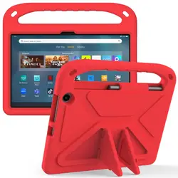 Durable EVA Kids Tablet Case with Hand Holder and Stand - Vibrant Colors for HD8 2020 (Red)