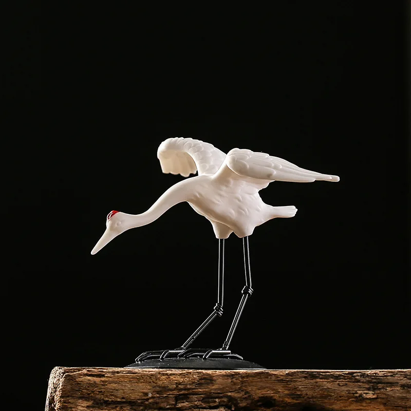 Creative Crane Statue for Living Room, Desktop Decoration,Animal Figurines, Ceramic Crafts,Indoor Wine Rack,Showcase,Home Deco