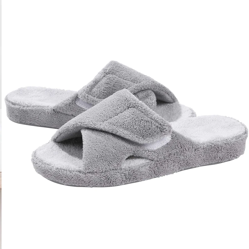Pallene Cross Band Cotton Slippers Women Indoor Fuzzy Slippers For Ladies Non-slip Cozy Flats Slippers Open Toe House Slippers 6
