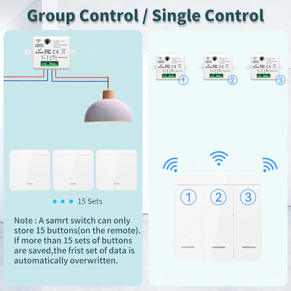 Wifi Smart Switch Tuya Smart Home Mini Relay Module AC85-240V Rf 433mhz Wandpaneel Draadloze Spraakbesturing Werkt Met Alexa Google
