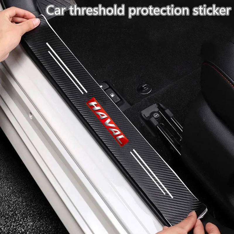 

4PCS Carbon Fiber Car Threshold Protection Sticker Auto Trunk Decal For Haval Great Wall Cuv H3 H5 H2 H1 H6 H8 H9