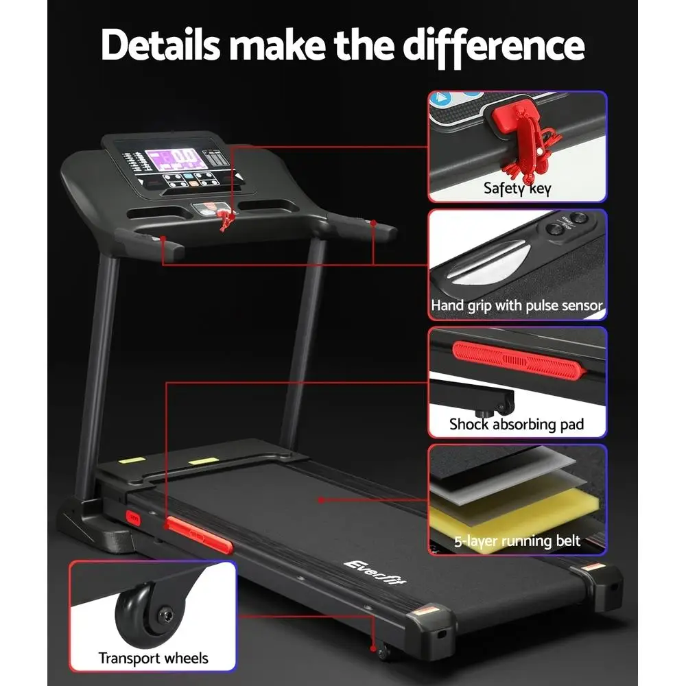 Electric Motor Treadmill with Auto Incline for Home Gym Fitness Exercise Machine 520mm