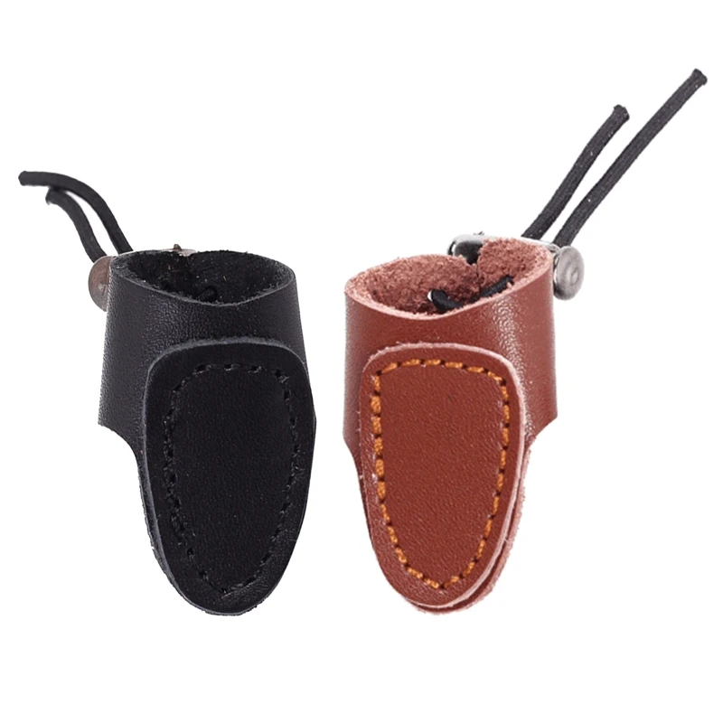 IRQ Cow Leather Finger Tab Archery Shooting Targeting Fingers Guard for Traditional and Recurve Bows Black 