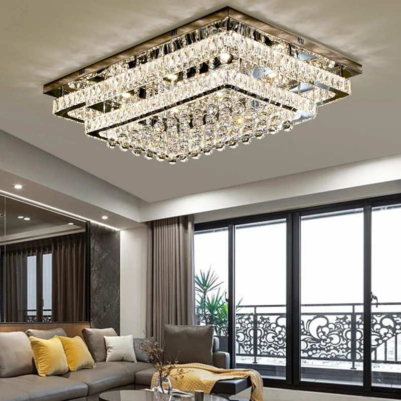 

Modern Rectangle Crystal Chandelier LED Ceiling Light