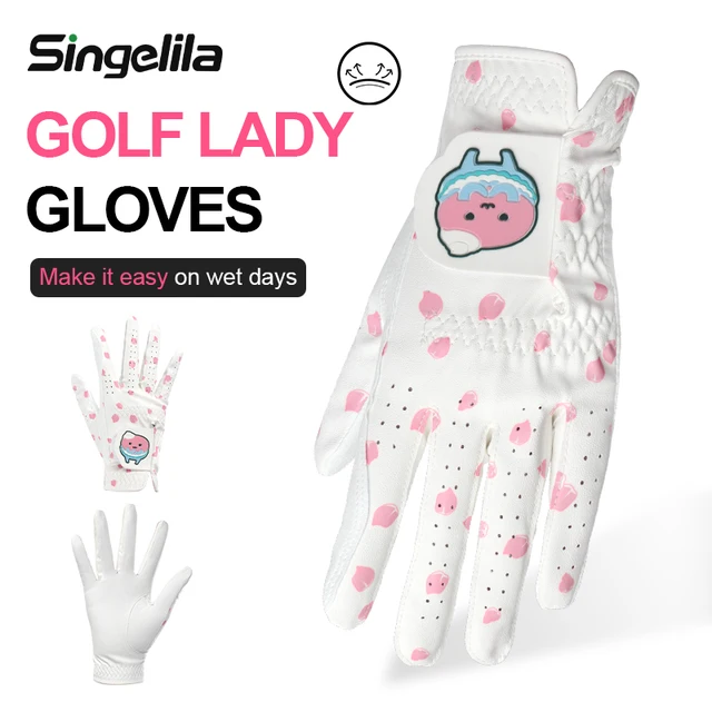 Korean and Japanese Golf Gloves Cartoon Tree Leaf Women's Microfiber Wear Resistant Sports Golf Gloves Non-slip and Breathable 1