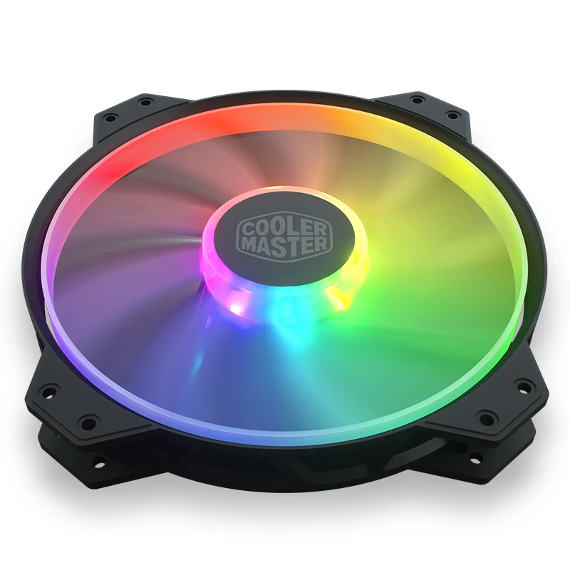 쿨러 마스터 컴퓨터 케이스 교체 팬, CPU 수냉식 라디에이터 무소음 팬, 컴퓨터 호스트 팬, MF200 ARGB 20cm RGB 5V, 3 핀