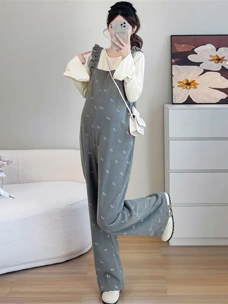 임산부 의상 트렌디 심플 살을 가려주는 패셔너블 가을 신상품 봄 의상 귀여운 젊은 한국 스타일