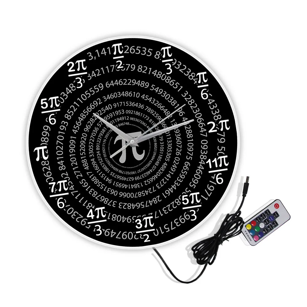 Pi 3.14 Mathematics Wall Clock School Classroom Wall Decor Math Science Wall Art Decorative Wall Watch Pi Day Math Lovers Gifts 3