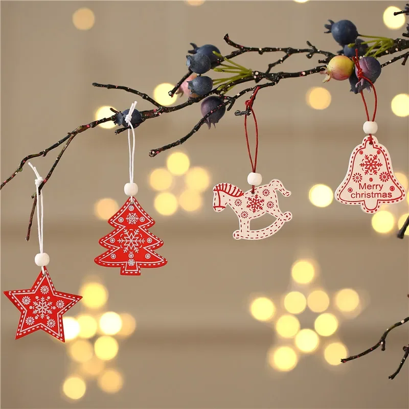 

12pcs in a box colorful mini wooden Christmas tree decoration window