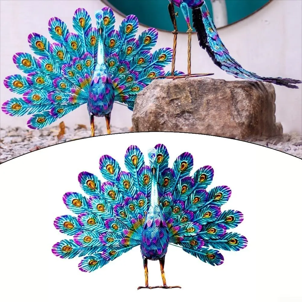 

DIY Metal Peacock Garden Enthusiasts Art Garden Decoration Sculpture Unique Design High Quality Blue Package Content Note