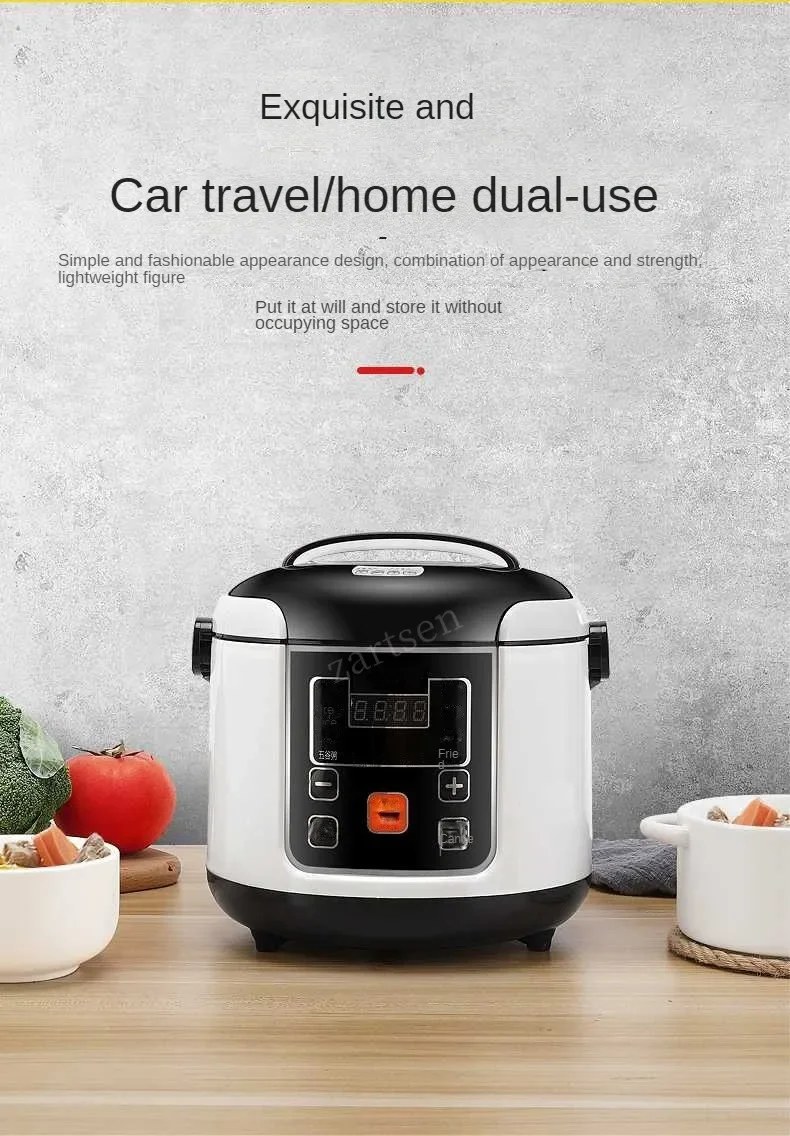 Description Picture 4 of item12V 24V Electric Rice Cooker Car Truck Soup Porridge Cooking Pot Fast Heating Lunch Box Mini Food Steamer Meal Heater Warmer 2L