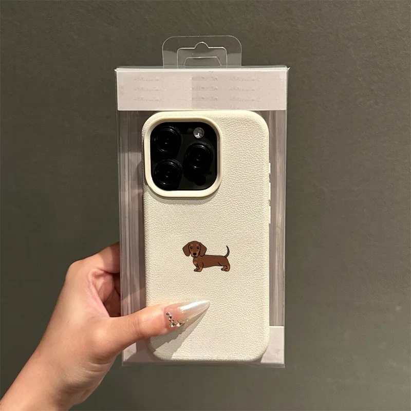 Minimalist Brown Dachshund Pattern Soft TPU Phone Case Cover