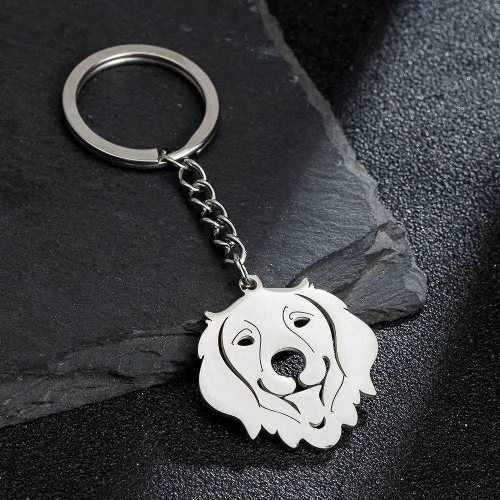 Shuangshuo Portachiavi Animale Cane In Acciaio Inossidabile Cartoon Golden Retriever Portachiavi Portachiavi Portachiavi Accessori Ciondolo Regalo
