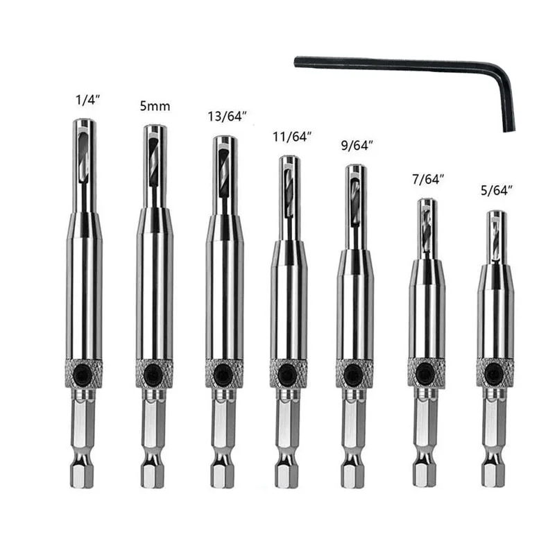 HSS Self Centering Hinge Drill Bit Door Window Cabinet Woodworking Hole Puncher Wood Reaming Tool Countersink Drill Bits Set drill bit set