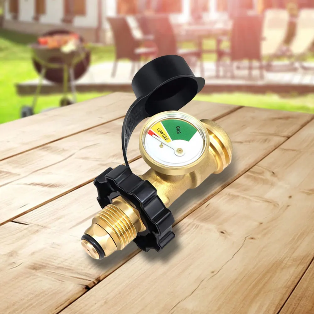 Propane Tank Gas Gauge Leak Detector Converts POL LP Tank Service Valve To QCC1/Type 1 for Propane Cylinder BBQ Gas Grill Heater