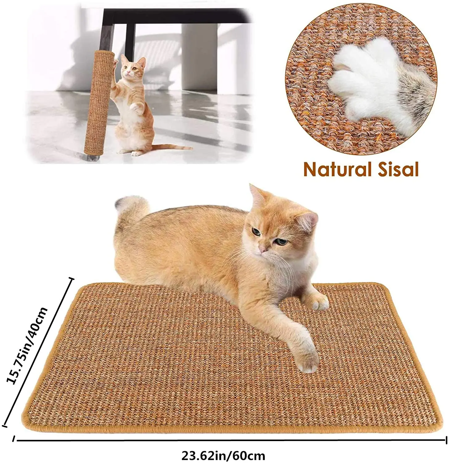New Cat Scratching Mat Natural Sisal Cat Scratch Rug Mat Anti Slip Cat