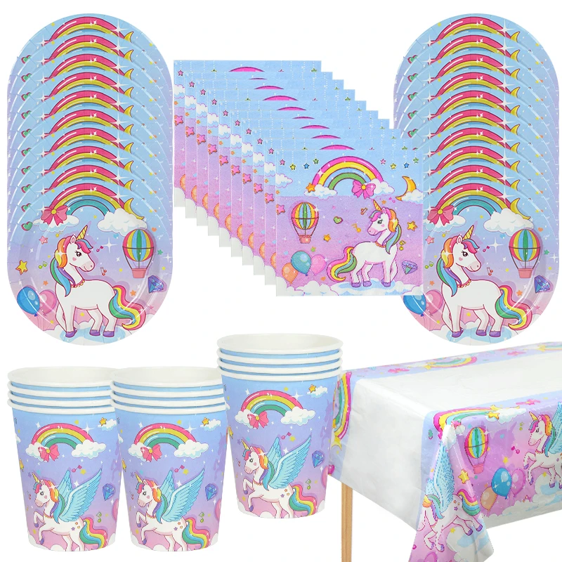 Disposable Tableware Birthday Unicorns Disposable Paper Tablecloth