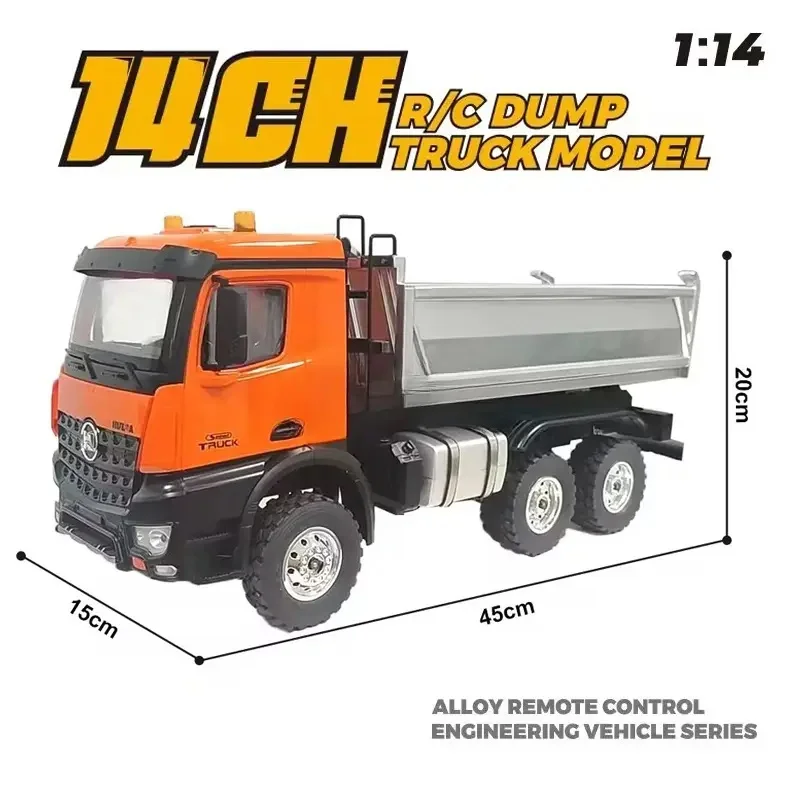 Huina 598 1:14  Full Scale Fourteen Channel 2.4g Alloy Dump Truck Engineering Transport Vehicle Adult Remote Control Toy Car 2