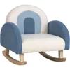 Kids Blue Rocking Chair with Solid Wood Frames, Plush Fabric, Anti-Tip Design for Kids Room, Nursery, Playroom, Preschool 1