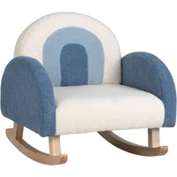 Kids Blue Rocking Chair with Solid Wood Frames, Plush Fabric, Anti-Tip Design for Kids Room, Nursery, Playroom, Preschool 1