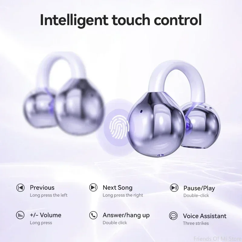 Xiaomi Bone Conduction Earbuds HIFI Bluetooth 5.4 Wireless Clip on Ear With Digital Display Waterproof Sport Headsets With Mic 6