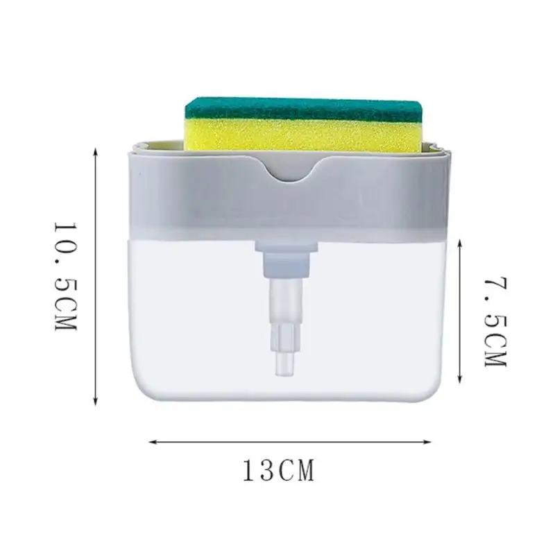 Press Soap Dispenser Box Scrubbing Liquid Container Kitchen Bathroom Automatic Detergent Foam Delivery Box with Sponge Holder
