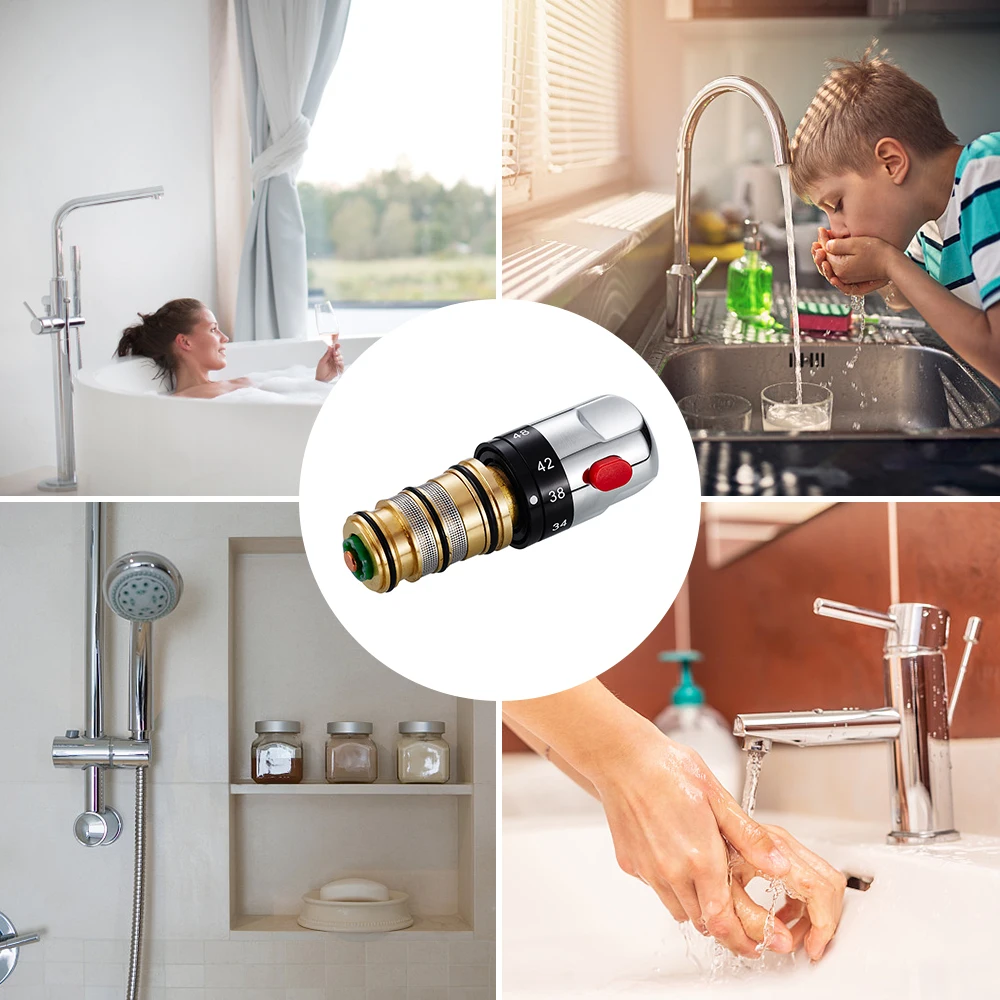 Brass Thermostatic Mixing Water Valve Kitchen Basin Faucet Constant Water Temperature Bath Shower Faucet Valve Mixer Tap