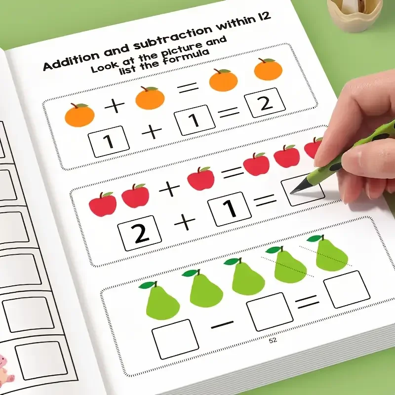 64-Page Math Workbook Kindergarten Number Practice Book with Tracing Writing Activities Interactive Early Learning Workbook