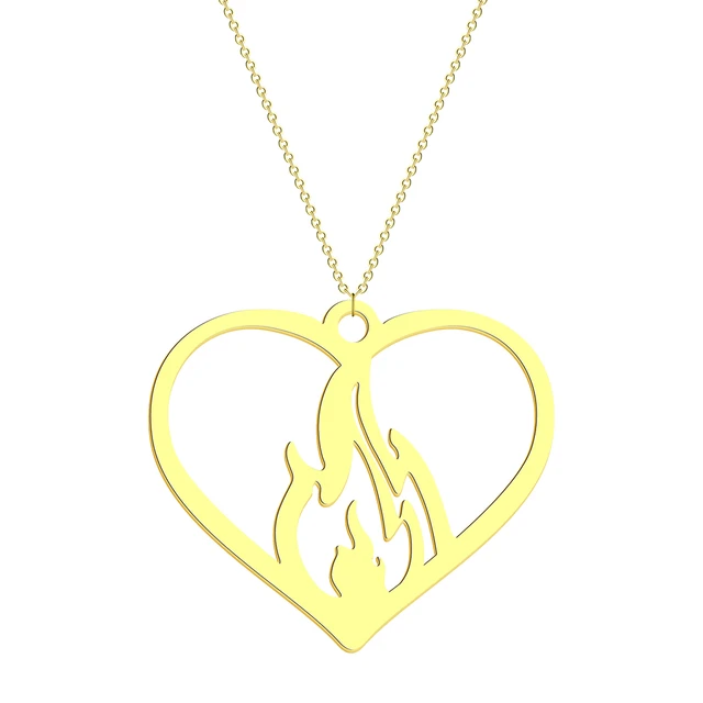 ステンレス鋼のハートオンファイアネックレス,ペンダント,ハート