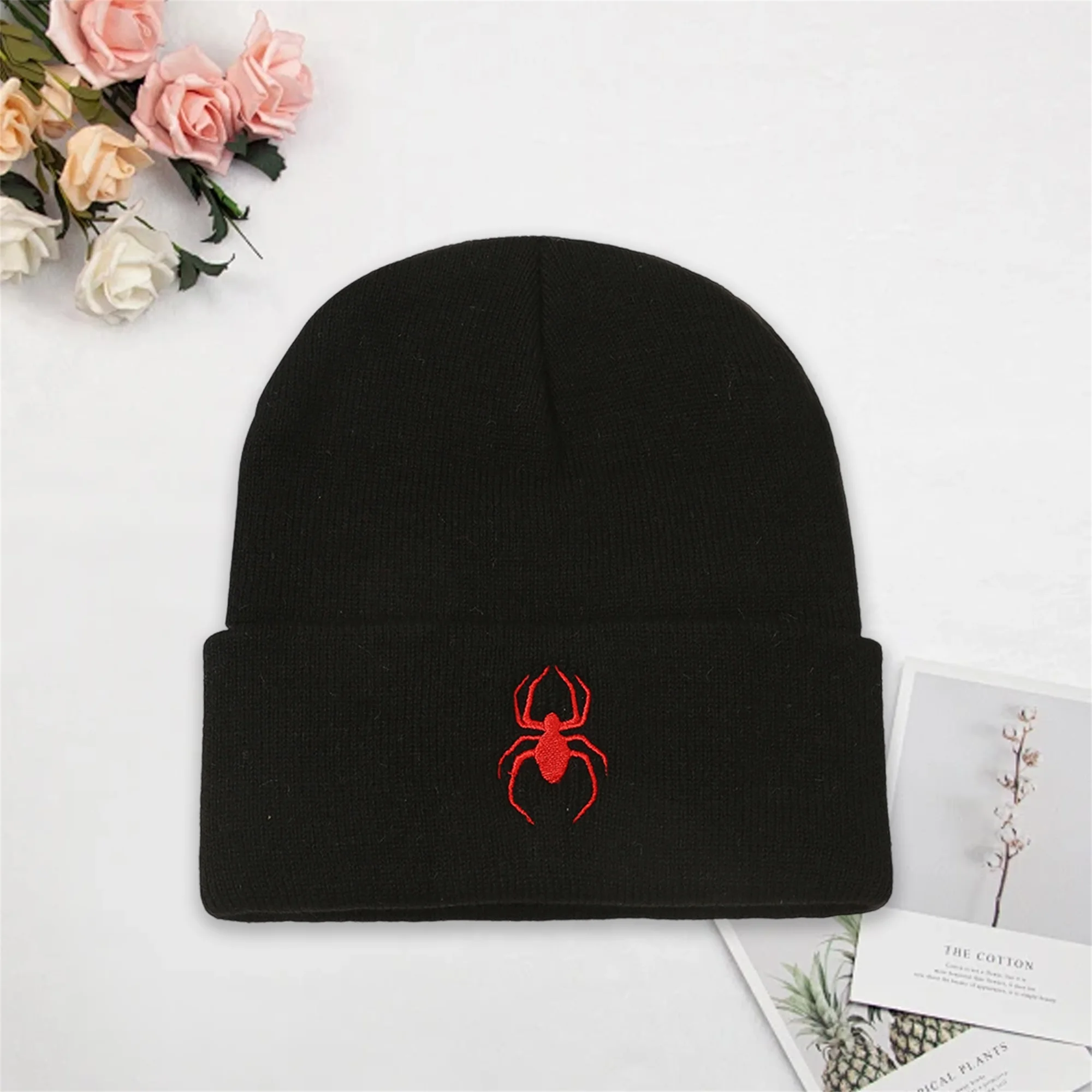 Unisex Winter Beanie Hat Cozy Knit Cap with Embroidered Snowflake Design for Cold Weather Outdoor Activities