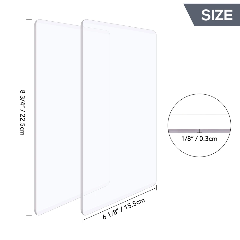 2pcs 22.5x15.5cm 3mm Standard Cutting Pads for Die Cutting Machine Clear Plastic Replacement Cutting Plates Not Easy To Bend image_2