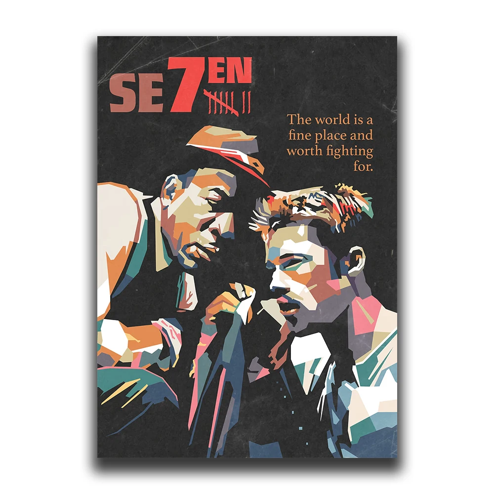 Vintage Black Cinema Art: Se7en Film Canvas Wall Mural
