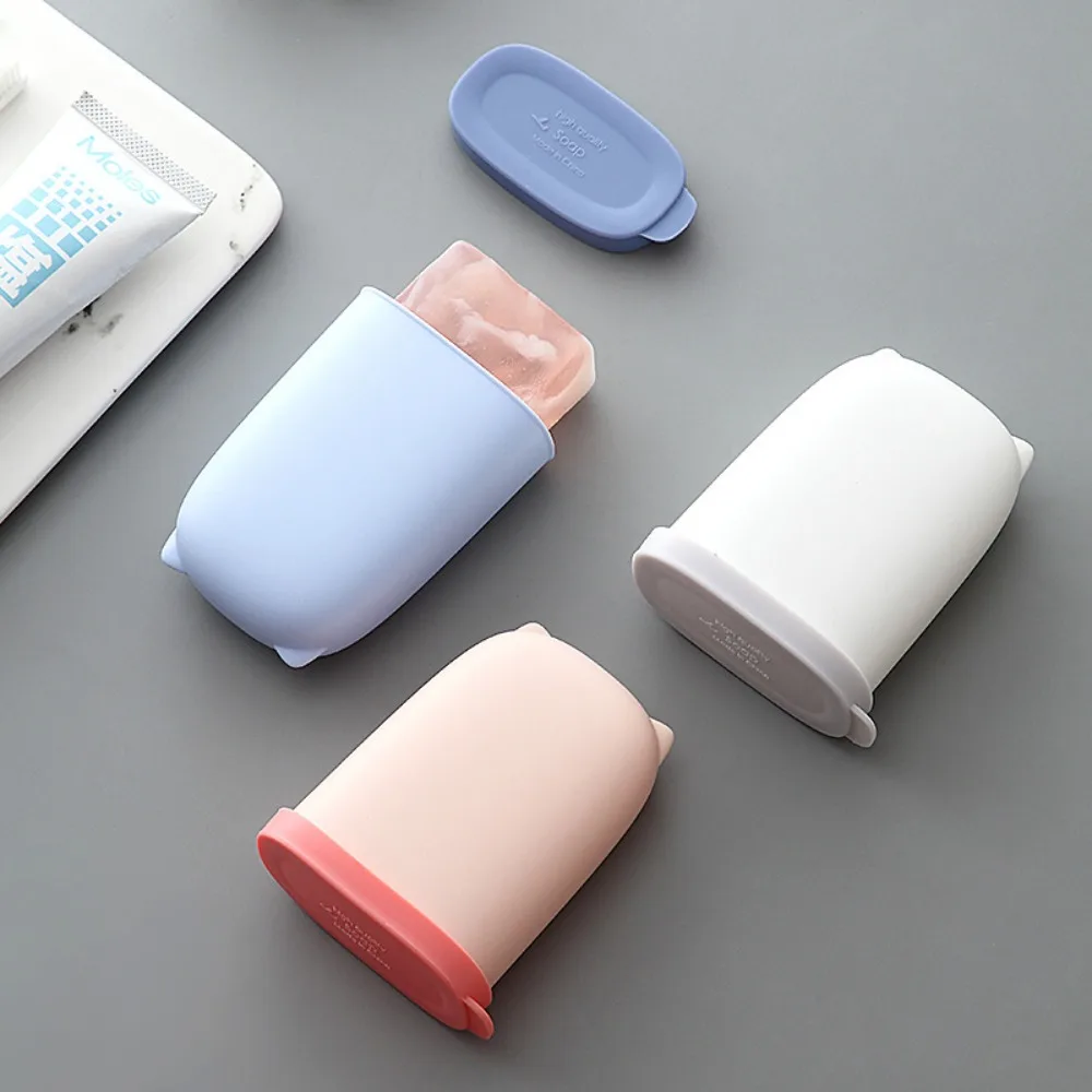 Silicone Travel Soap Box Outdoor Waterproof Organizer Soap Storage Dishes Sealed Leak Proof Portable Soap Tray 4