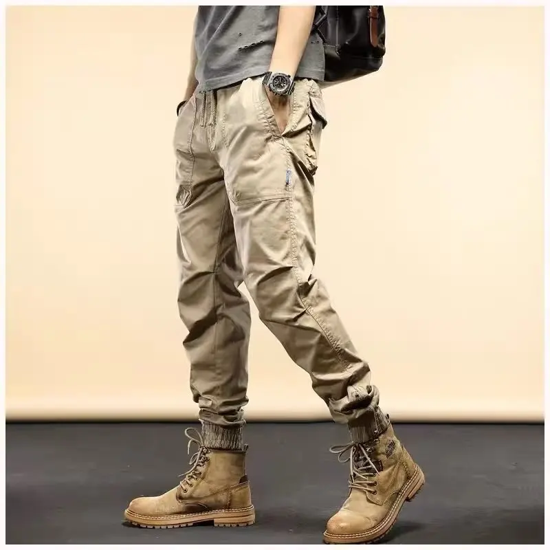 Men Khaki Multifunctional Pockets Work Joggers Pants cotton work pants casual sweatpants men casual pants casual tooling pants